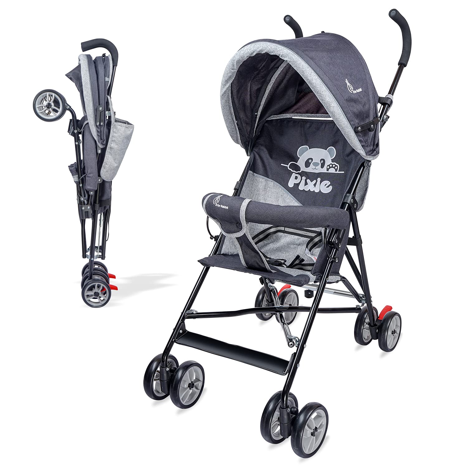 R for Rabbit Pixie Toddles Buggy and Stroller(Black Grey)