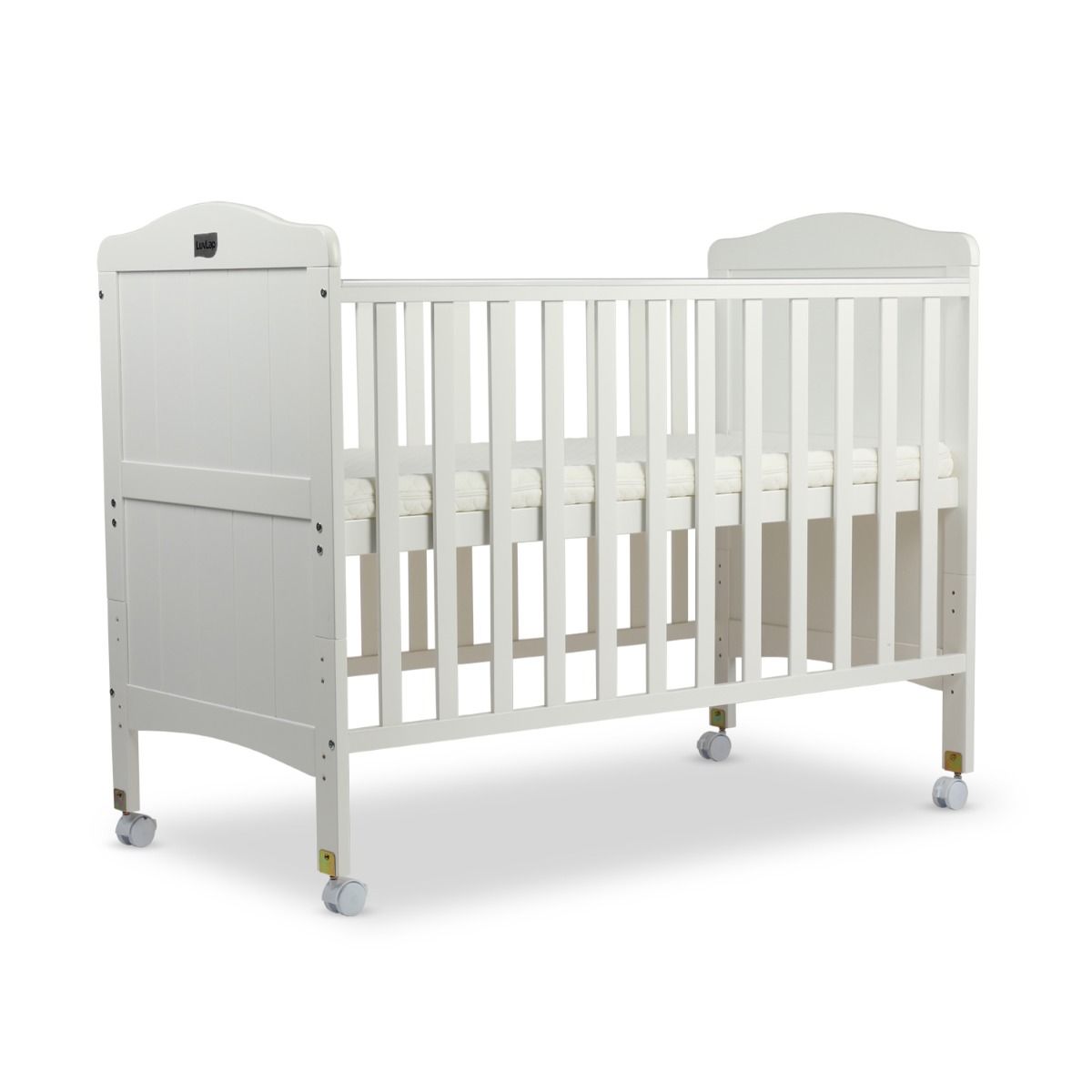 LuvLap Cot C-65 Wooden Baby Cot for Kids with Mattress, White