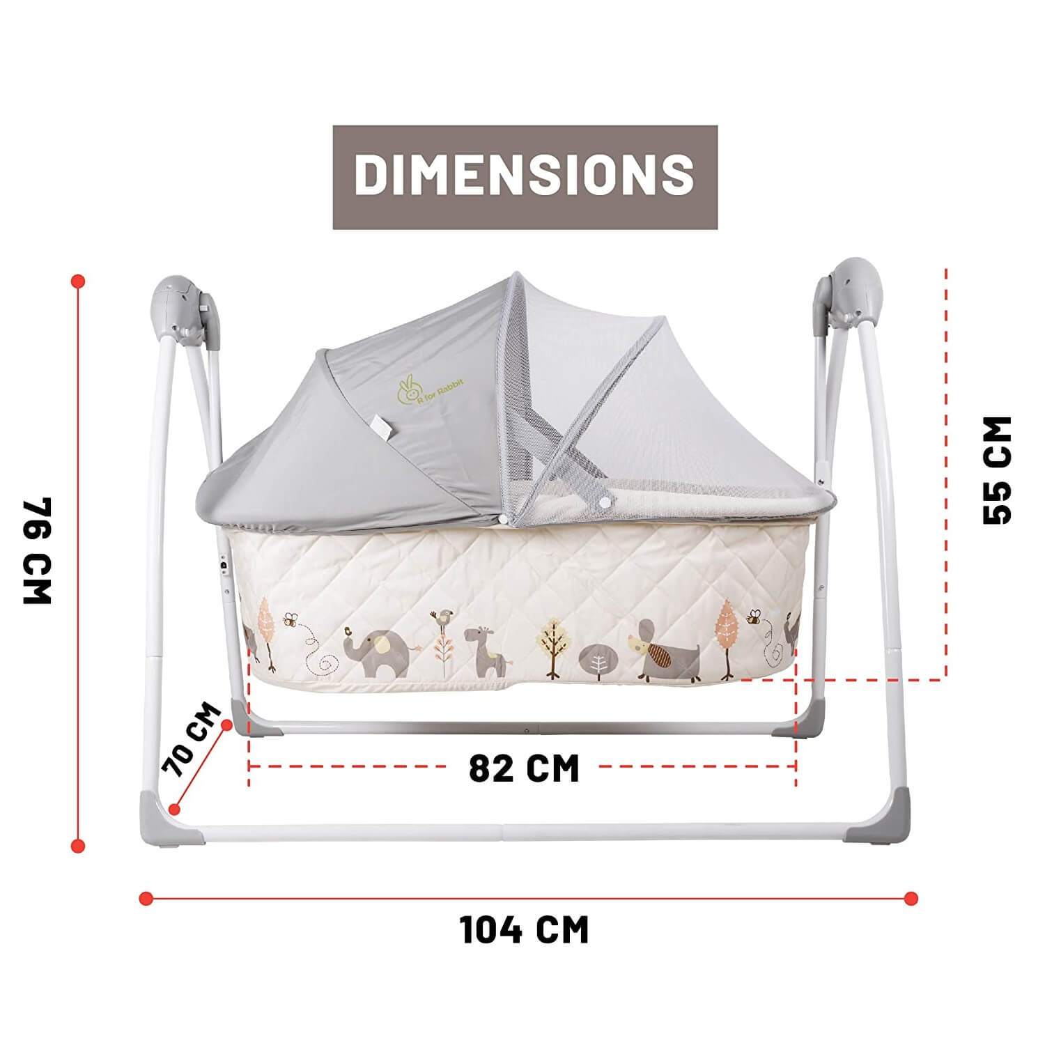 R for Rabbit Lullabies Automatic Swing Baby Cradle